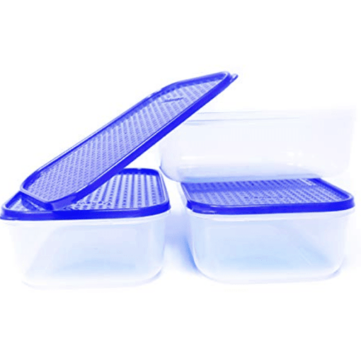 Mahaware Modular Jolly Polka Plastic Container Set, 1200ml,Set of 3 Pieces, Blue - Image 2